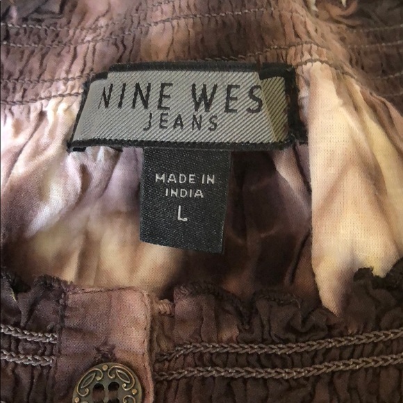 NWT- Boho Nine West Jeans Blouse, Size L - Picture 4 of 6